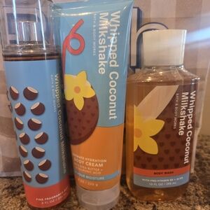 Bath & Body Works Whipped Coconut Milkshake Set - Blue, Brown, Yellow